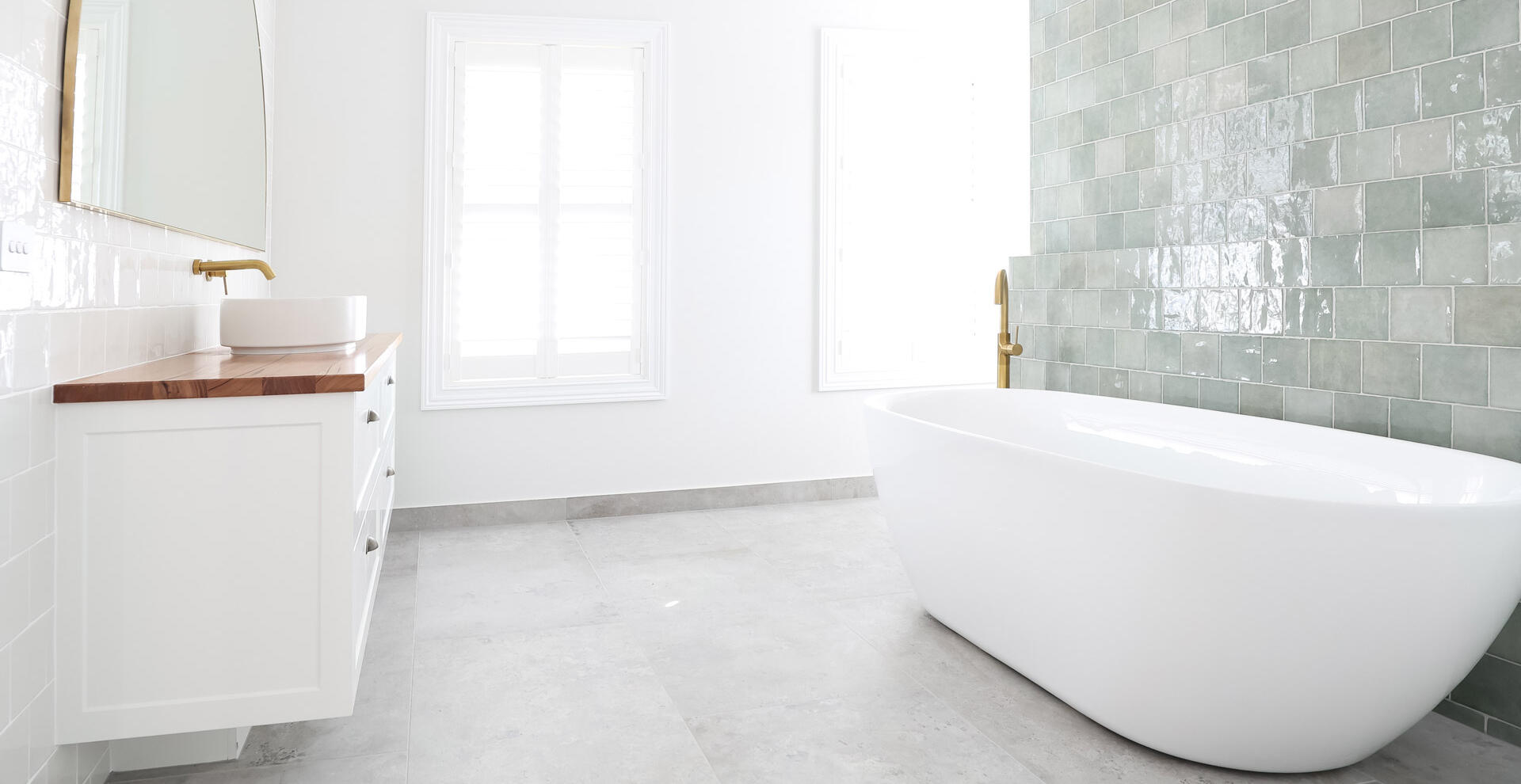 White and grey bathroom renovation in Bendigo home